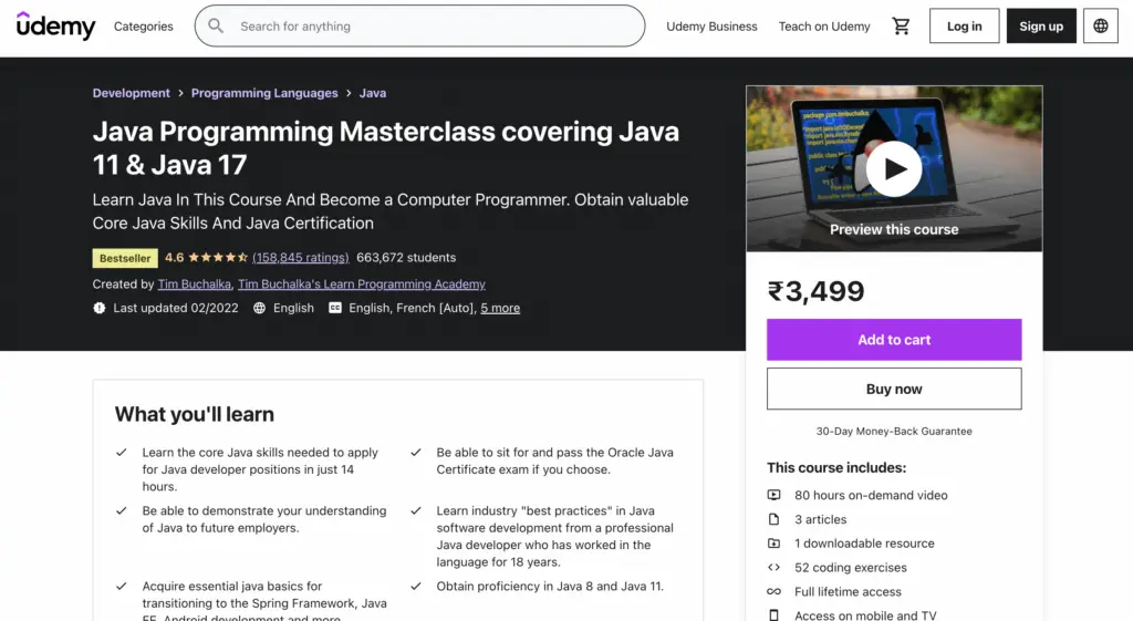 Java Programming Masterclass by Udemy