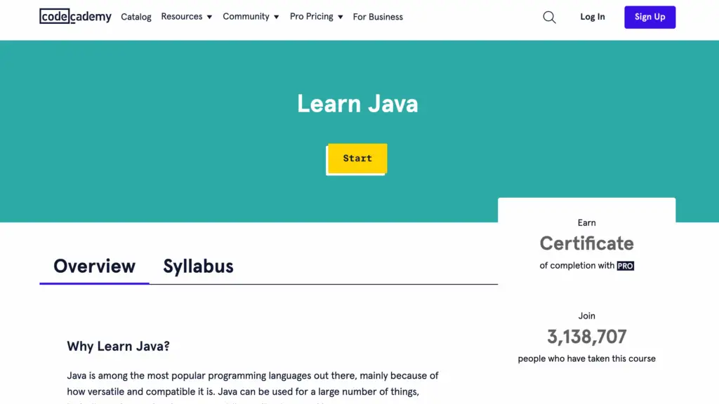 Learn Java by CodeAcademy